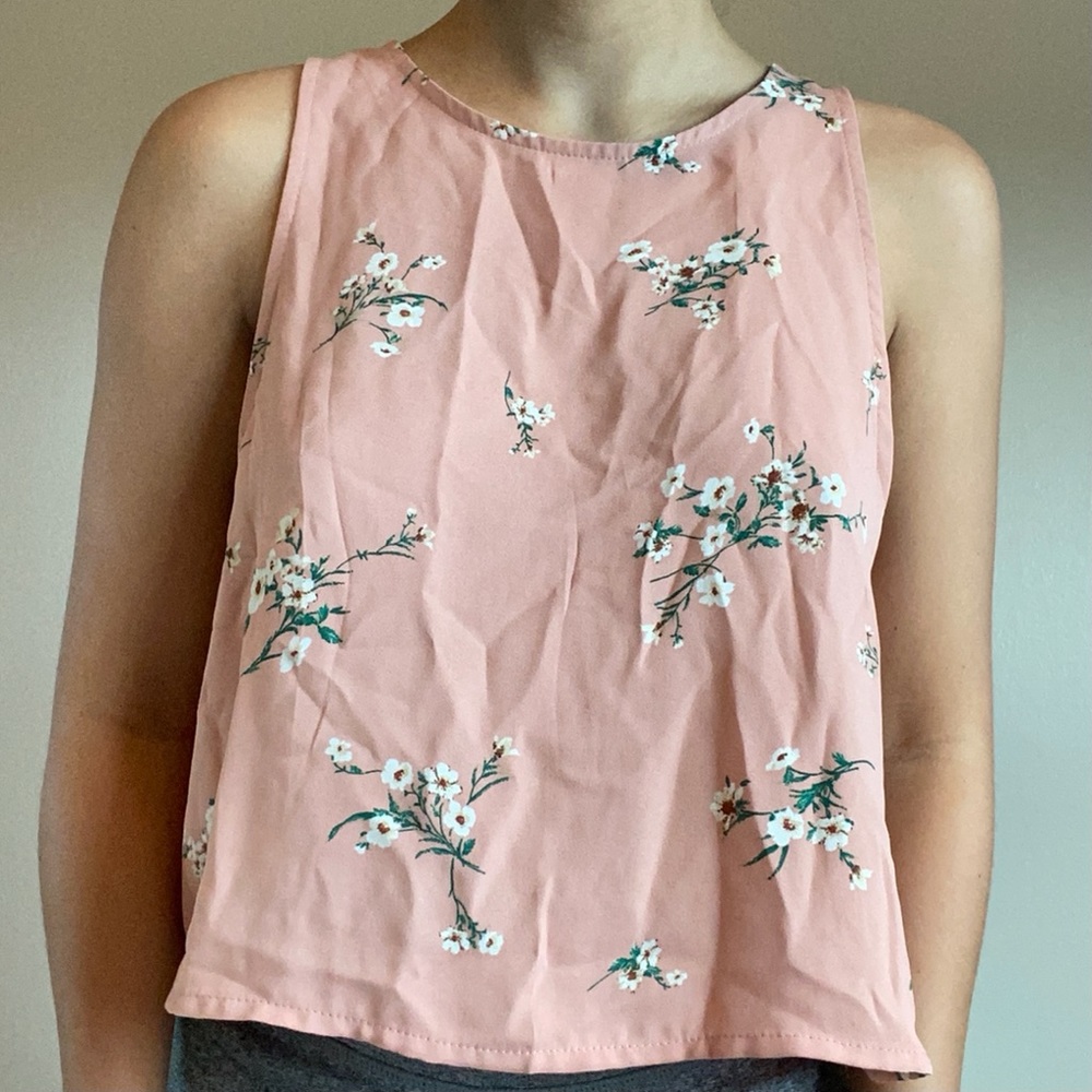 Forever 21 Old Rose Flower Halter Tank Top